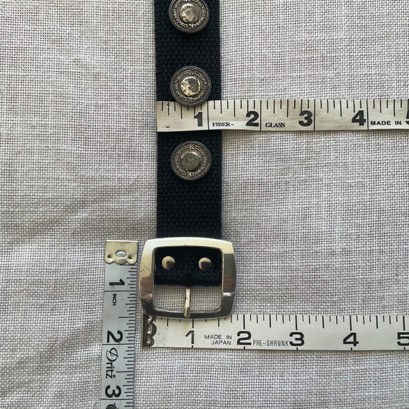 •Vintage Calvin Klein Black Canvas  Belt Silver Metallic Studded Brand Name - Picture 4 of 10
